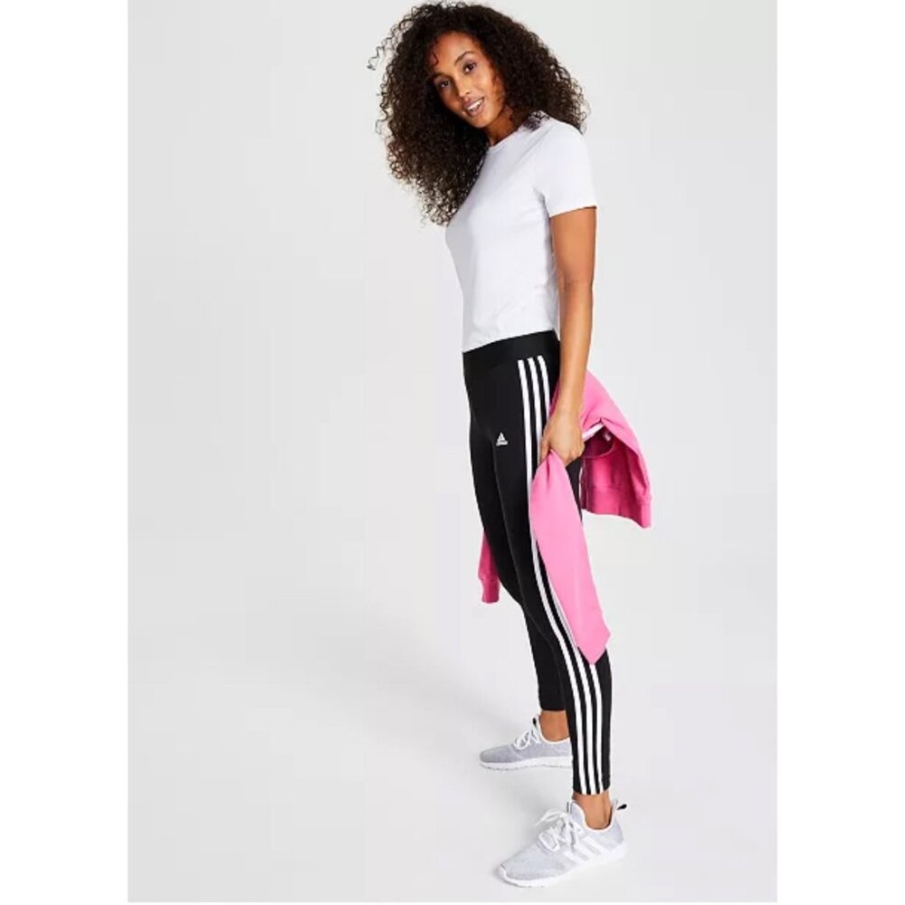Adidas Womens Black Leggings White Stripes Sz XS Athletic Leggings Workout wear